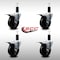 Service Caster 4'' SS Soft Rubber Swivel 1-1/4'' Expanding Stem Caster Set Total Lock Brake, 4PK SCC-SSEXTTL20S414-SRS-114-4 - alternate 2